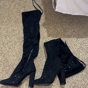 Rhinestone thigh high boots!
